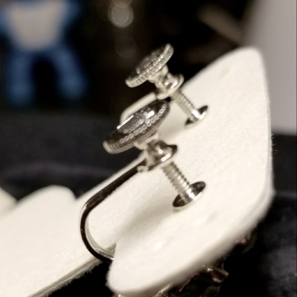 Vintage Bogoff Art Deco Clear Rhinestone Geometric Dangle "Wedding" Earrings - Picture 3 of 8